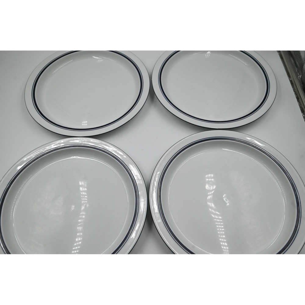 Dansk Bistro Christianshavn Blue 8 7/8" Lunch Plates Set of 4 Navy Rim Portugal